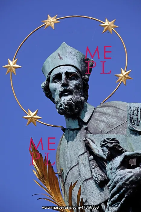 : Statue of St. John on the Charles Bridge in Prague : Statue of St. John on the Charles Bridge in Prague
