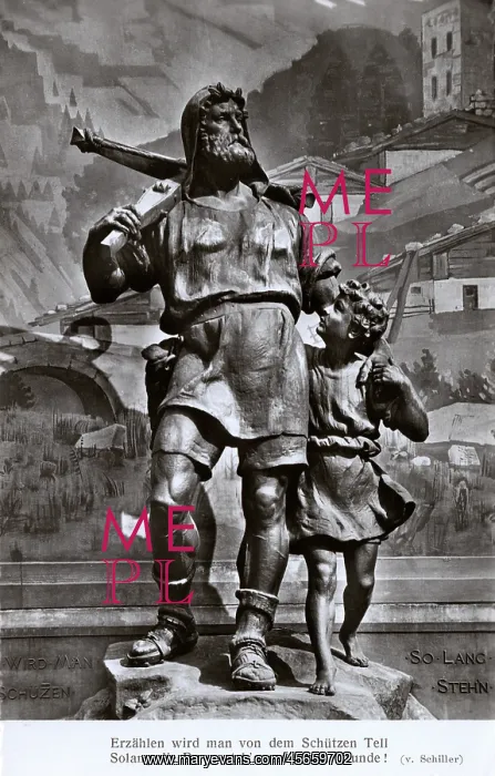 : Statue of William Tell and his son : Statue of William Tell and his son