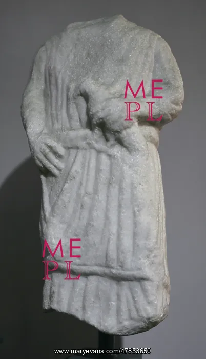 : Statue of a young man carrying an offering (a : Statue of a young man carrying an offering (a