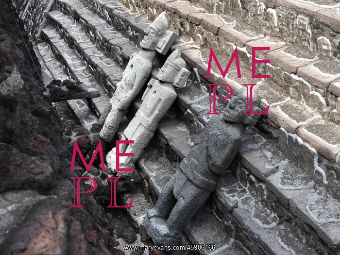 : Statues, Templo Mayor, Mexico City, Mexico : Statues, Templo Mayor, Mexico City, Mexico