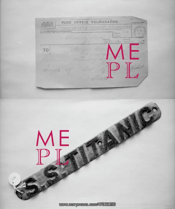 : Stead telegram and brass nameplate : Stead telegram and brass nameplate