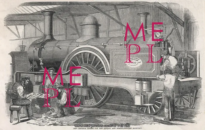 : Steam engine manufacture in a railway factory : Steam engine manufacture in a railway factory