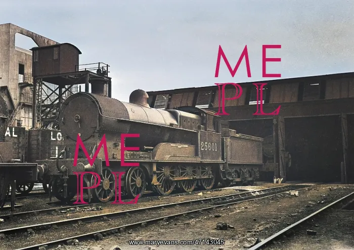 : Steam engine on a railway track : Steam engine on a railway track