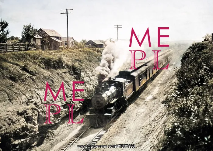  : A steam engine railway train in America