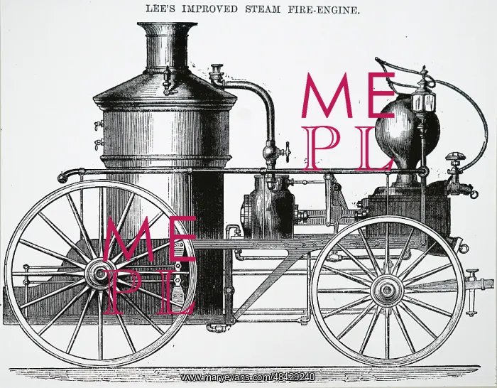 : Steam fire engine patented by Wellington Lee and : Steam fire engine patented by Wellington Lee and