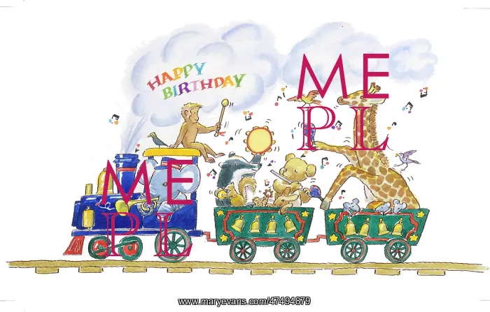 : Steam train with animals and Happy Birthday : Steam train with animals and Happy Birthday