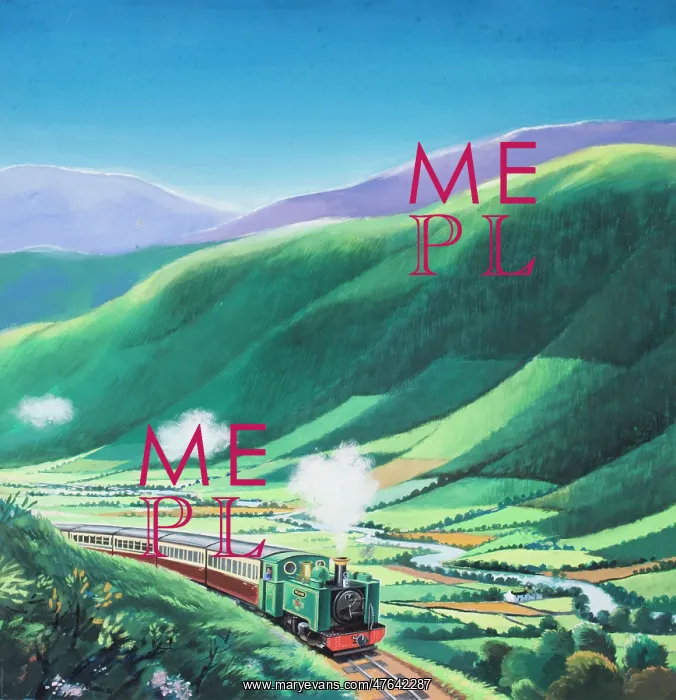 : Steam train chugging through a rural landscape : Steam train chugging through a rural landscape