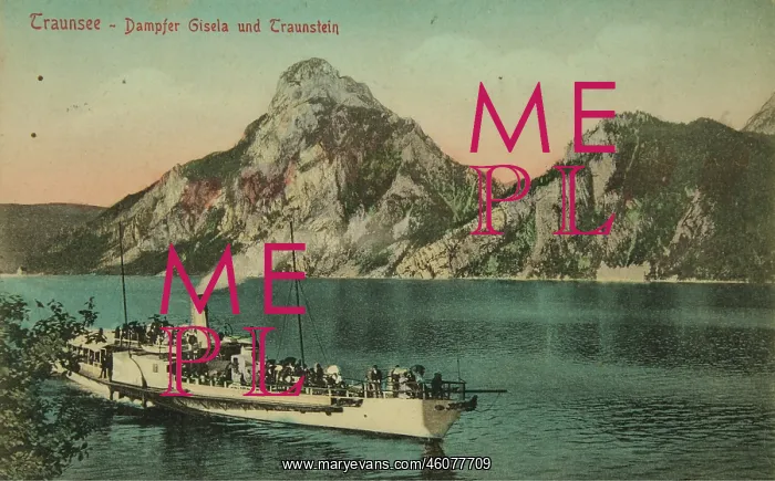 : Steamer Gisela and Traunstein on Traunsee : Steamer Gisela and Traunstein on Traunsee