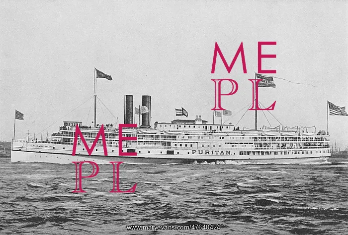 : Steamer Puritan of the Fall River Line, Massachusetts, USA : Steamer Puritan of the Fall River Line, Massachusetts, USA