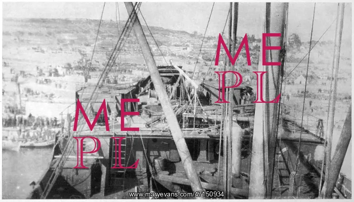 : Steamer River Clyde at Cape Helles, Gallipoli, WW1 : Steamer River Clyde at Cape Helles, Gallipoli, WW1