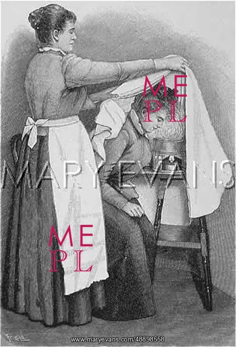 : STEAMING. A patient having her face steamed : STEAMING. A patient having her face steamed