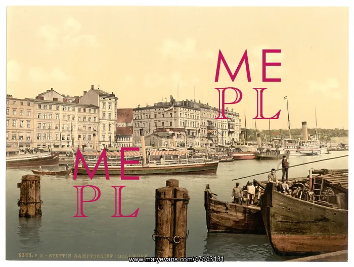 : Steamship wharf, Stettin Harbor, Pommeraina, Germany (i.e : Steamship wharf, Stettin Harbor, Pommeraina, Germany (i.e