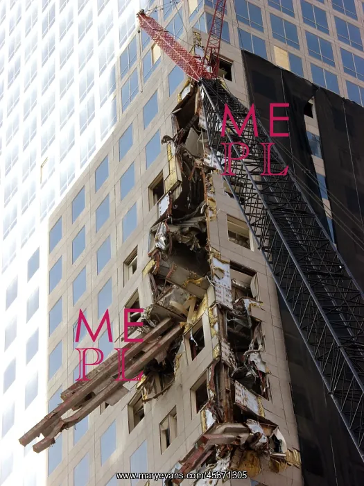: Steel beams of the North Tower embedded in the side : Steel beams of the North Tower embedded in the side