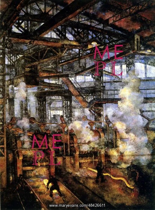 : Steelworks. Scene in rolling mill.Artist V Rozhedstvensky : Steelworks. Scene in rolling mill.Artist V Rozhedstvensky