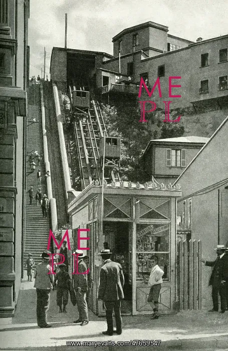: Steep funicular railway, Valparaiso, Chile, South America : Steep funicular railway, Valparaiso, Chile, South America
