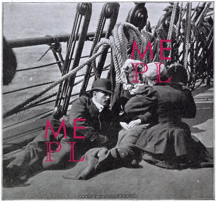 : Steerage passengers on an emigrant ship, a family : Steerage passengers on an emigrant ship, a family