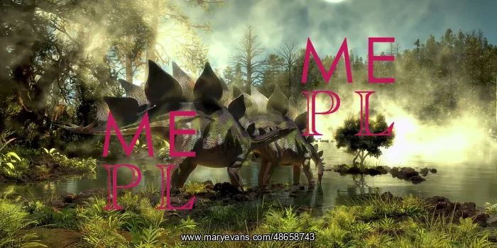 : Stegosaurus dinosaurs drinking water from a marsh : Stegosaurus dinosaurs drinking water from a marsh