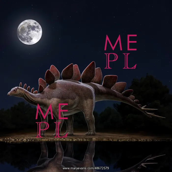 : Stegosaurus stenops dinosaur at night : Stegosaurus stenops dinosaur at night