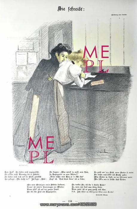 : Steinlen, Theophile Alexandre Sie schreibt:- She : Steinlen, Theophile Alexandre Sie schreibt:- She