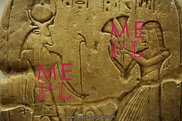 : Stele dedicated to Mnevis, the bull of Ra. Egypt : Stele dedicated to Mnevis, the bull of Ra. Egypt
