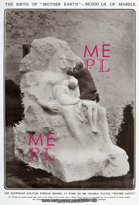 : Stephan Sinding sculpturing Mother Earth 1906 : Stephan Sinding sculpturing Mother Earth 1906