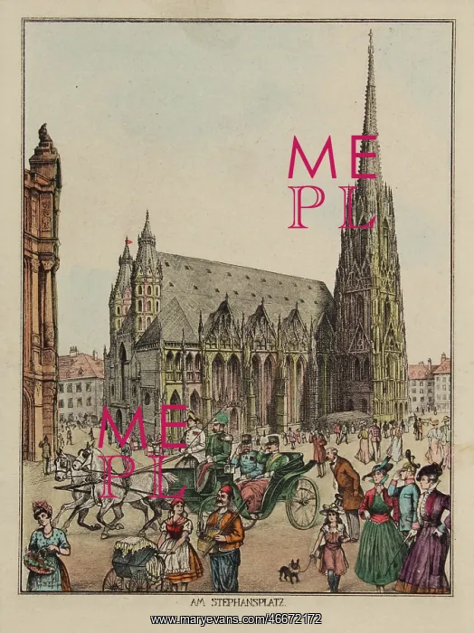  : 'Stephansplatz'. Watercoloured engraving