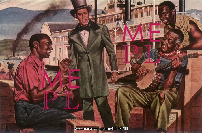  : Stephen Foster watching Man play the Banjo