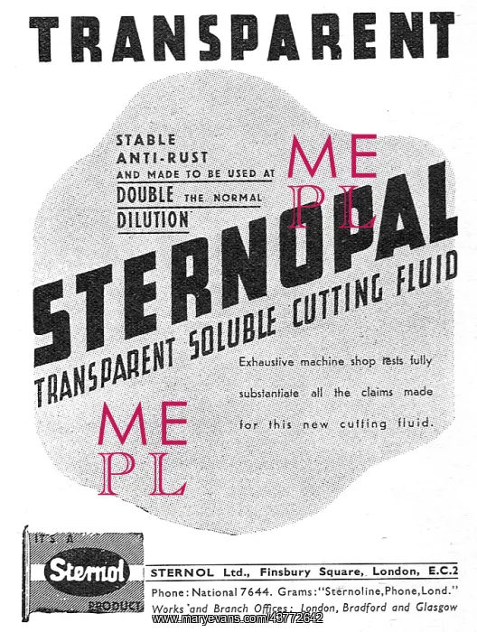 : Sternol Sternopal Metal Cutting Fluid : Sternol Sternopal Metal Cutting Fluid
