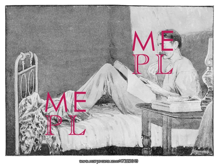 : Stevenson in bed writing : Stevenson in bed writing