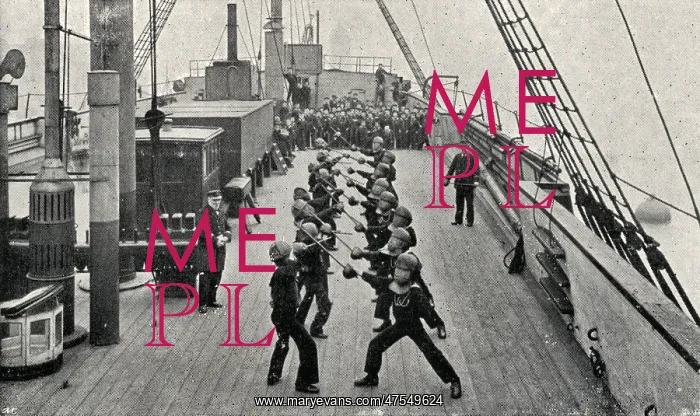 : Stick Practice, Training Ship Wellesley, North Shields : Stick Practice, Training Ship Wellesley, North Shields
