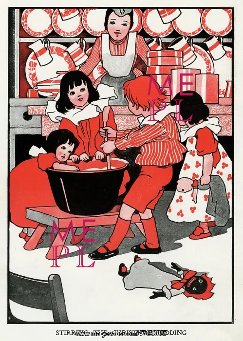 : Stirring the Christmas Pudding by Charles Robinson : Stirring the Christmas Pudding by Charles Robinson