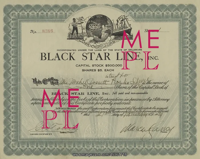 : Stock certificate of Marcus Garveys Black Star Line : Stock certificate of Marcus Garveys Black Star Line