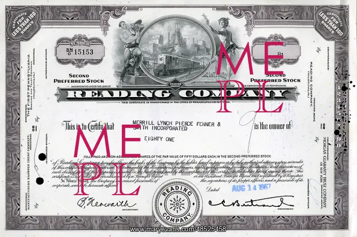 : Stock Share Certificate - Reading Company : Stock Share Certificate - Reading Company