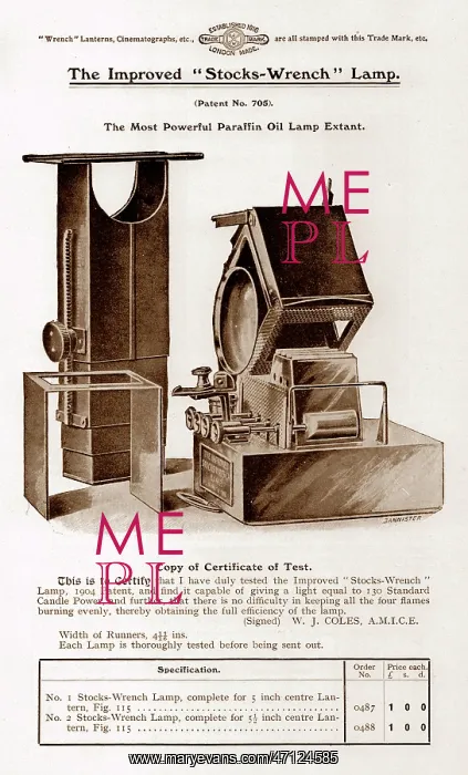  : Stocks lamp for magic lantern projector