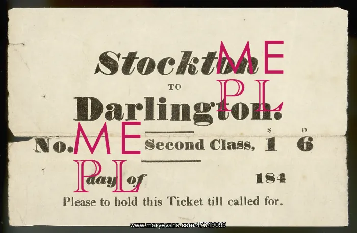 : Stockton Darling. Ticket : Stockton Darling. Ticket