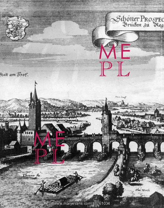 : Stone bridge in Regensburg, 1644 : Stone bridge in Regensburg, 1644