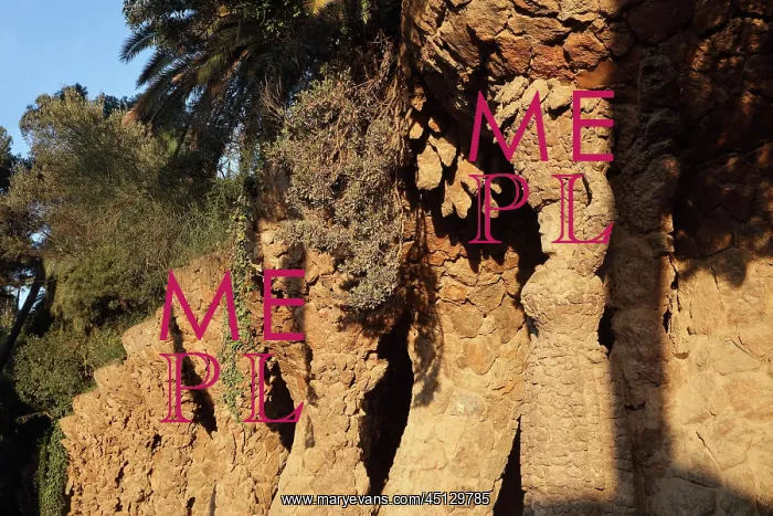 : Stone columns, Park Guell, Barcelona, Catalonia, Spain : Stone columns, Park Guell, Barcelona, Catalonia, Spain