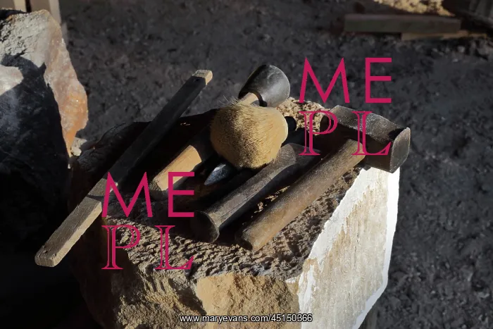 : Stone cutting tools, Chateau de Guedelon, Treigny : Stone cutting tools, Chateau de Guedelon, Treigny