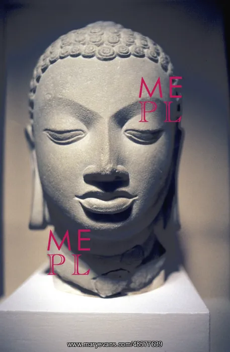 : Stone head of Buddha, Gupta, 5th centry AD. Sarnath : Stone head of Buddha, Gupta, 5th centry AD. Sarnath