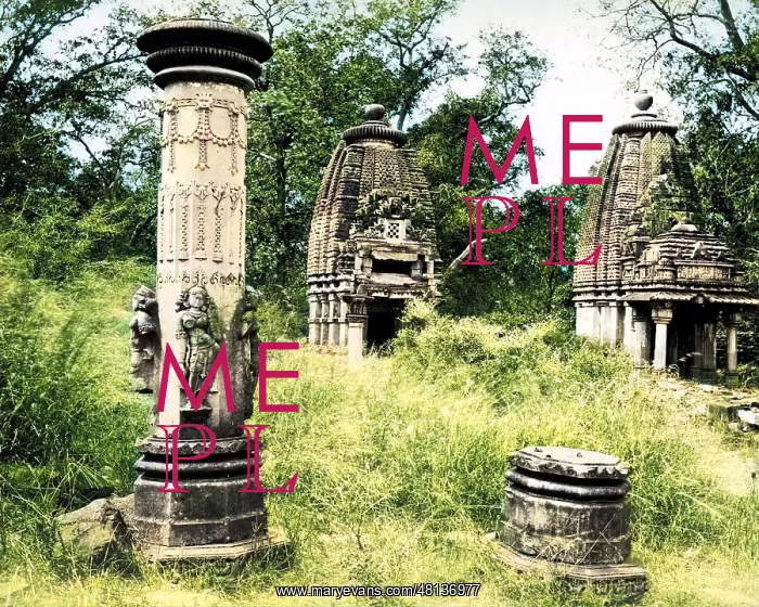 : Stone pillars at Baroli, Rajasthan, India : Stone pillars at Baroli, Rajasthan, India
