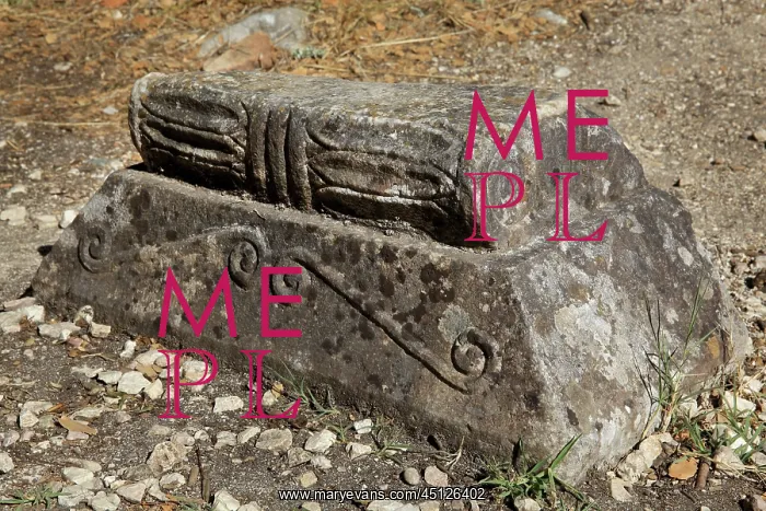 : Stone plinth, Baptistery, Butrint, Chaonia, Albania : Stone plinth, Baptistery, Butrint, Chaonia, Albania