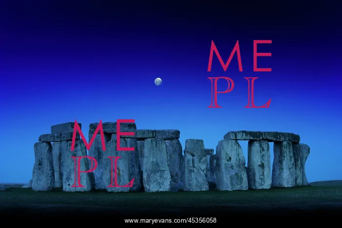 : Stonehenge at dusk with moon : Stonehenge at dusk with moon