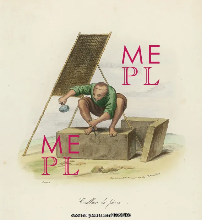 : STONEMASON AT WORK : STONEMASON AT WORK