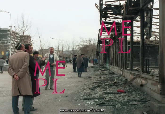 : Stores burnt in riots in Dushanbe, 1990 : Stores burnt in riots in Dushanbe, 1990