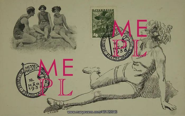 : Strandbad Gansehaufel advertising card : Strandbad Gansehaufel advertising card