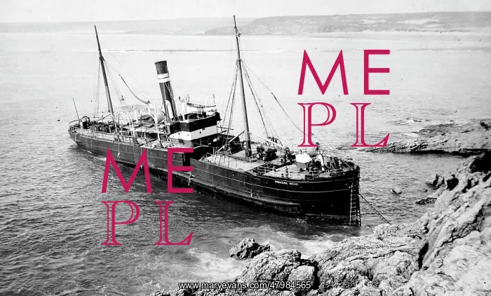 : Stranded steamship, Linney Head, Pembrokeshire, South Wales : Stranded steamship, Linney Head, Pembrokeshire, South Wales