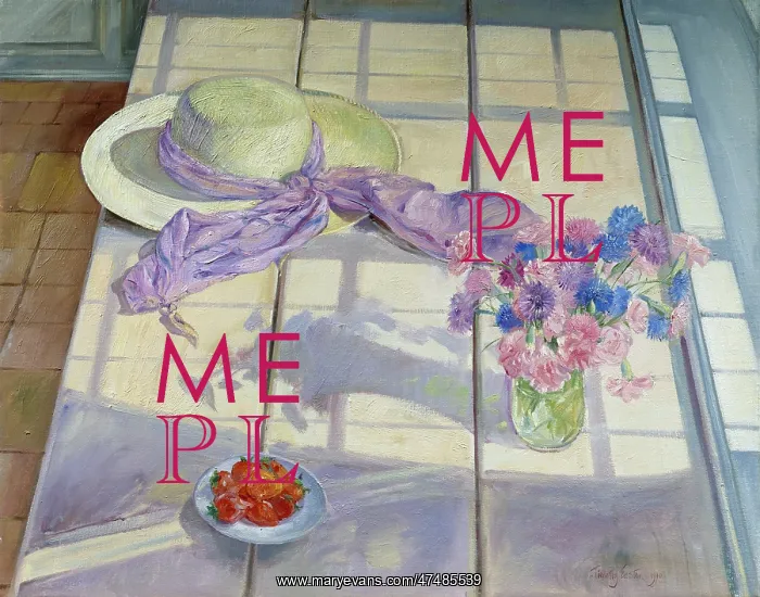 : Strawberries, carnations and a straw hat : Strawberries, carnations and a straw hat