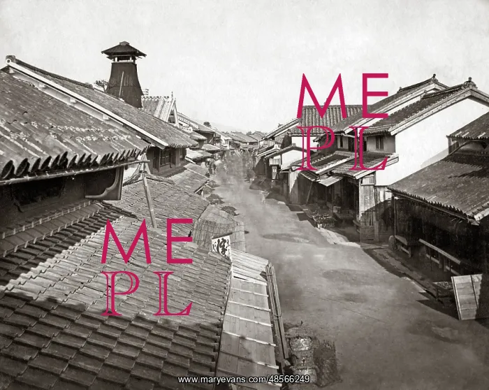 : Stree scene in the native town, Yokohama, Japan, circa 188 : Stree scene in the native town, Yokohama, Japan, circa 188