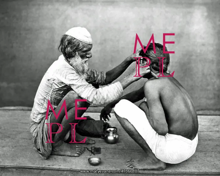 : Street barber at work, India : Street barber at work, India