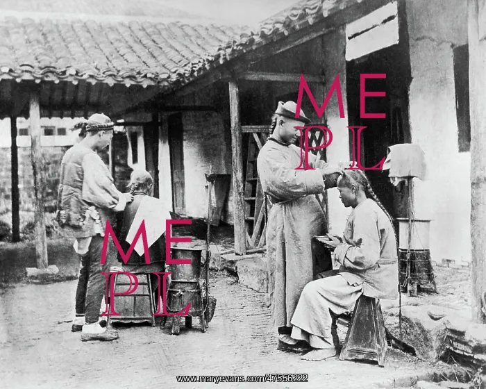 : Street barbers at work, China : Street barbers at work, China